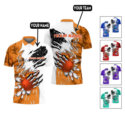 Custom Flame Bowling Polo Team Shirts BO0094