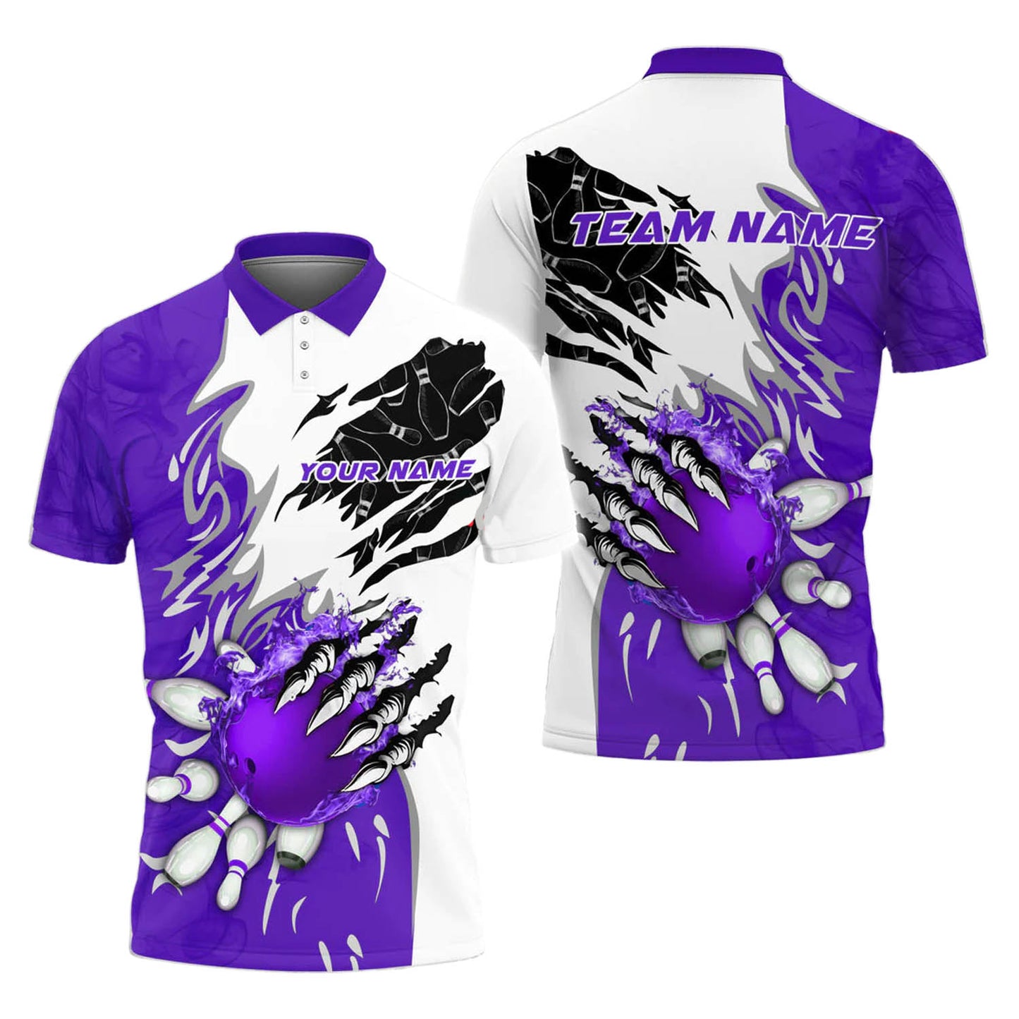 Custom Flame Bowling Polo Team Shirts BO0094