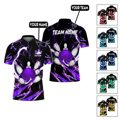 Custom Flame Bowling Polo Team Shirts BO0096