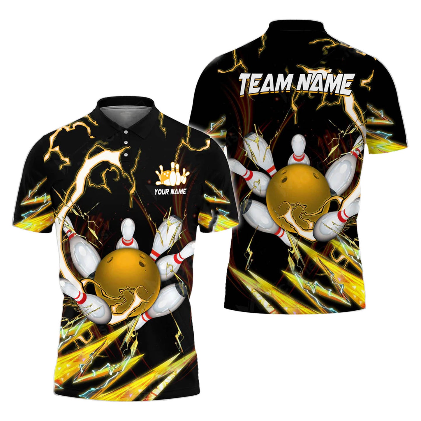 Custom Flame Bowling Polo Team Shirts BO0096