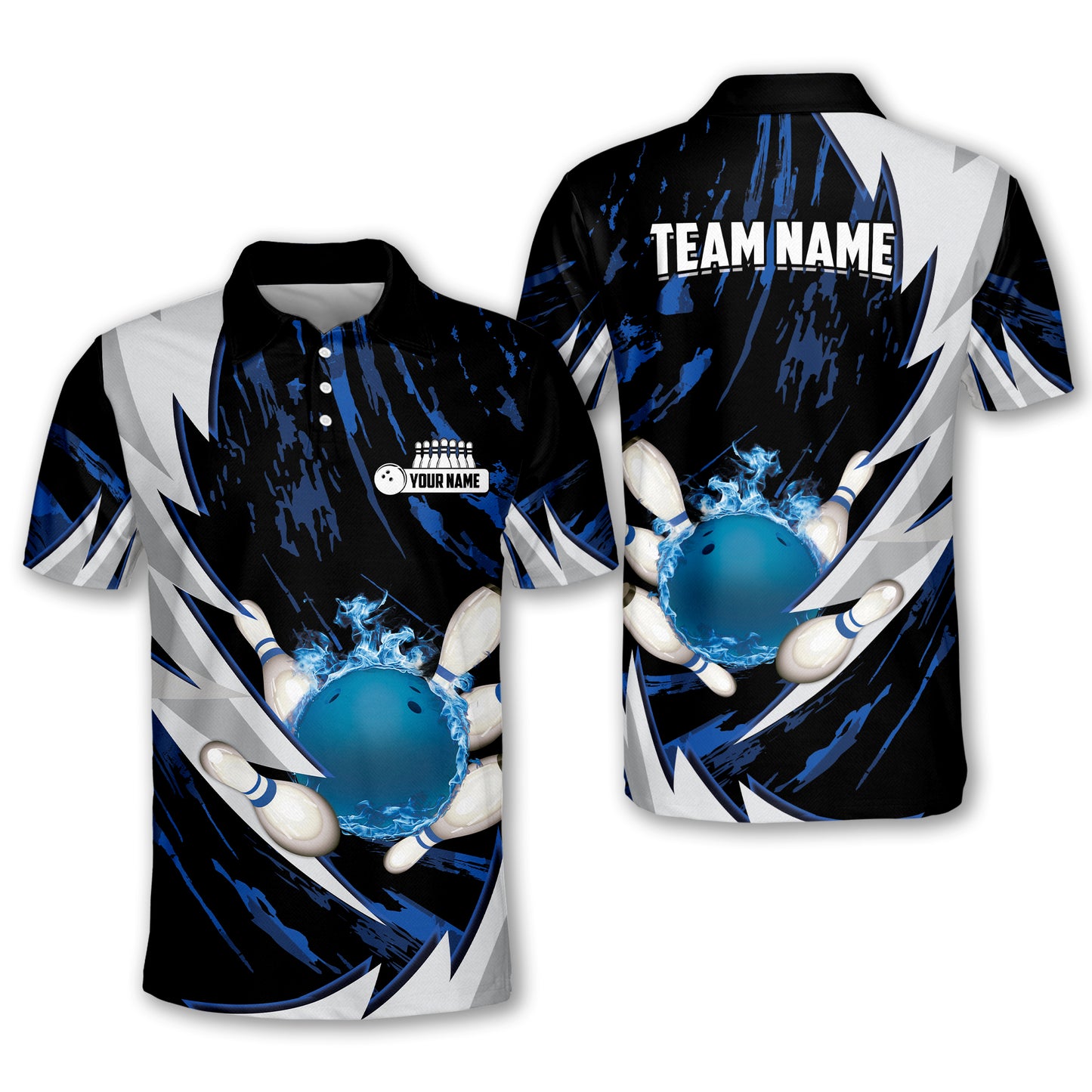 Custom Flame Bowling Polo Team Shirts BO0099