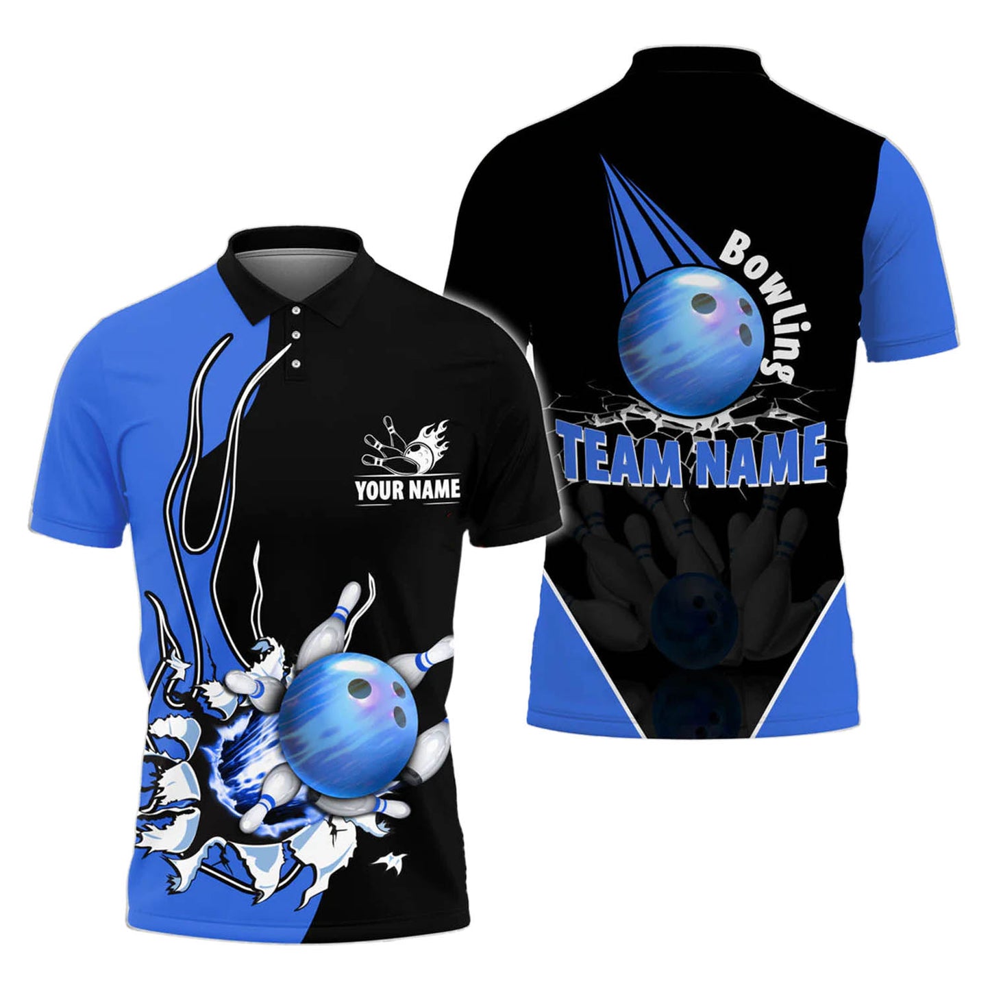 Custom Flame Bowling Polo Team Shirts BO0106