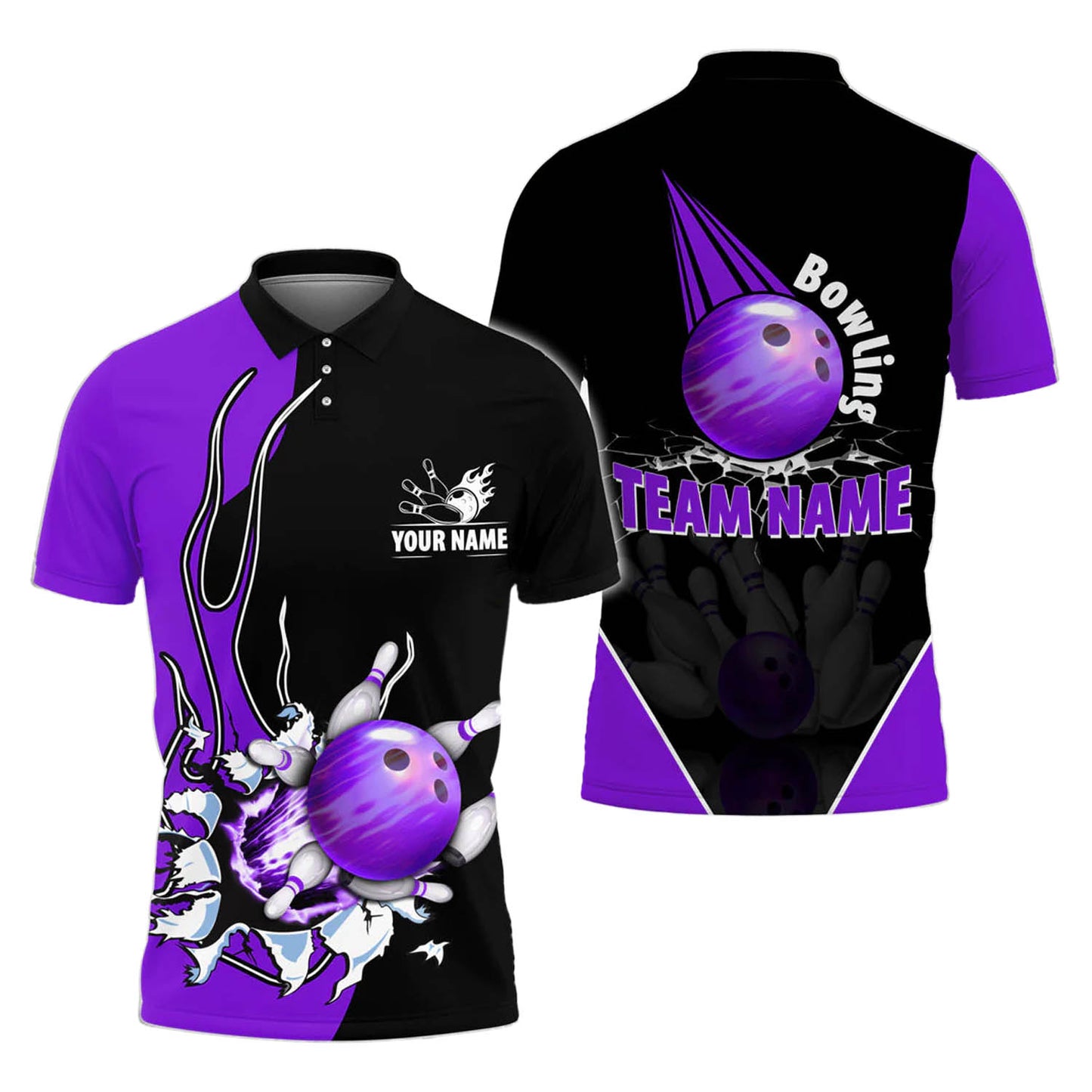 Custom Flame Bowling Polo Team Shirts BO0106