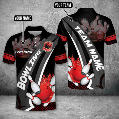 Custom Flame Bowling Polo Team Shirts BO0107