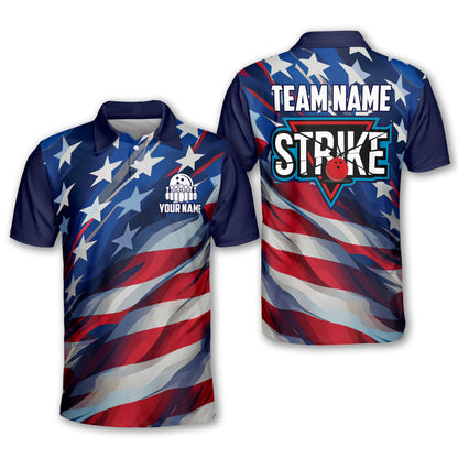 Custom Patriotic Bowling Polo Shirts For Team BO0140