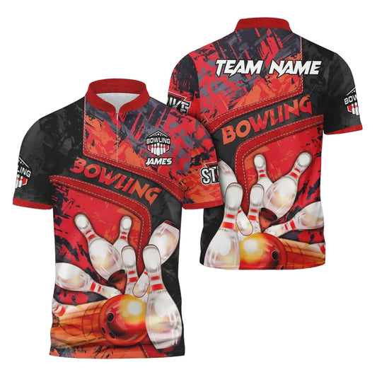 Custom Team Red Bowling Jerseys Shirt For Men Women, Custom Bowling Shirt BO0172