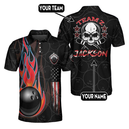 Custom Skull Flame Bowling Polo Shirts BO0315