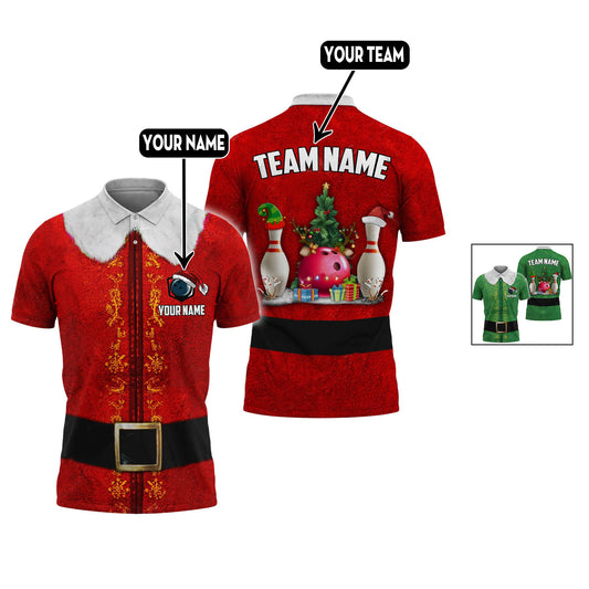 Custom Christmas Bowling Polo Shirts For Team BO0385