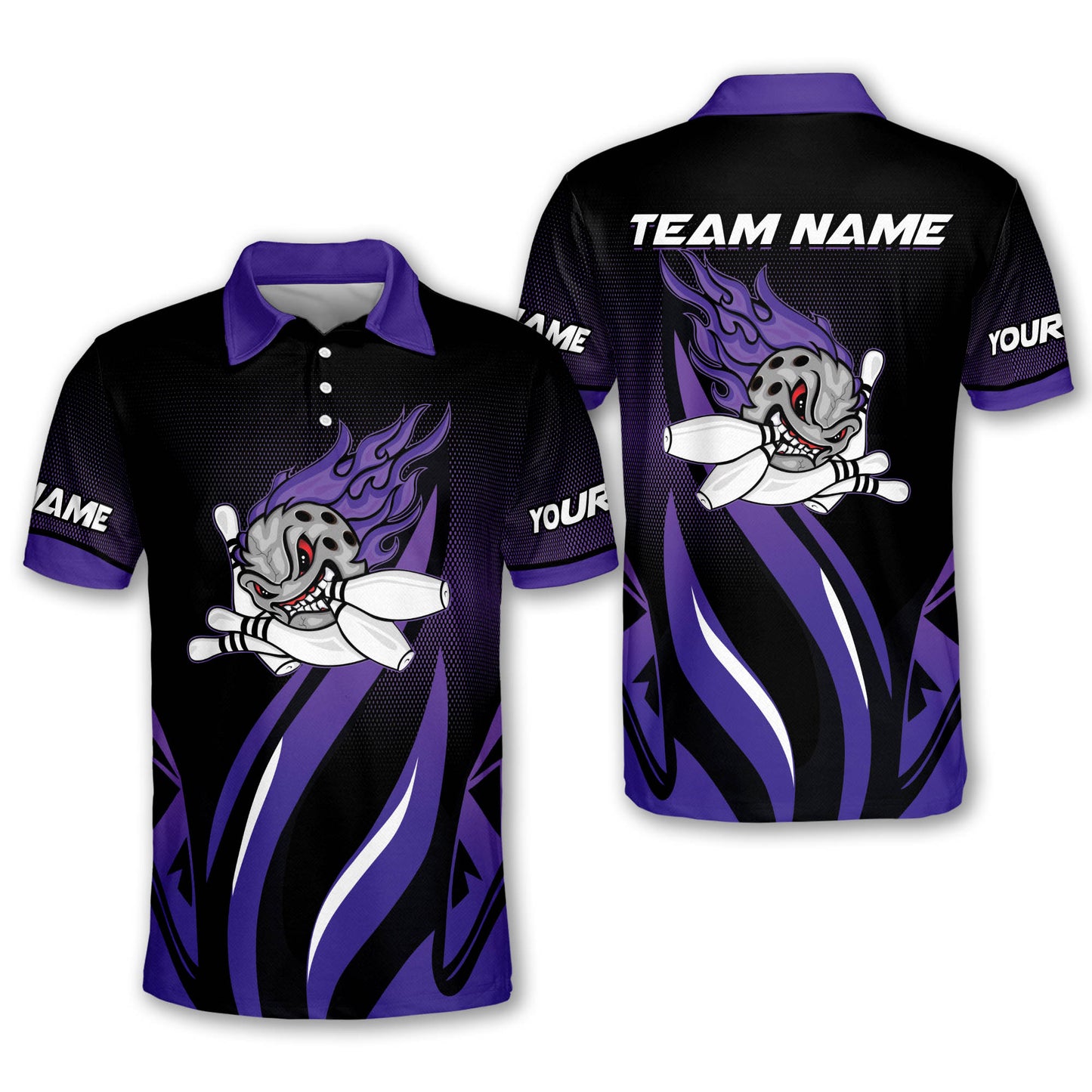 Custom Flame Bowling Polo Shirts BO0327