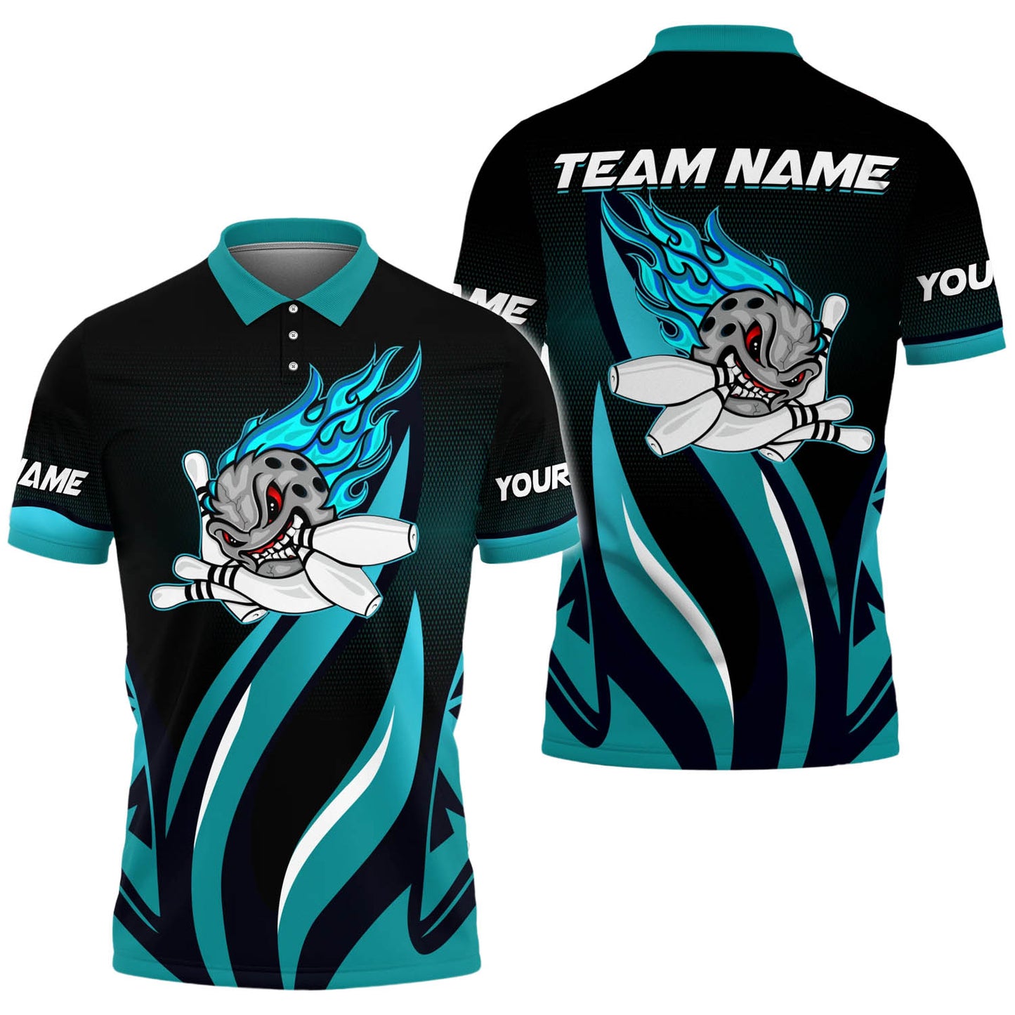 Custom Flame Bowling Polo Shirts BO0327