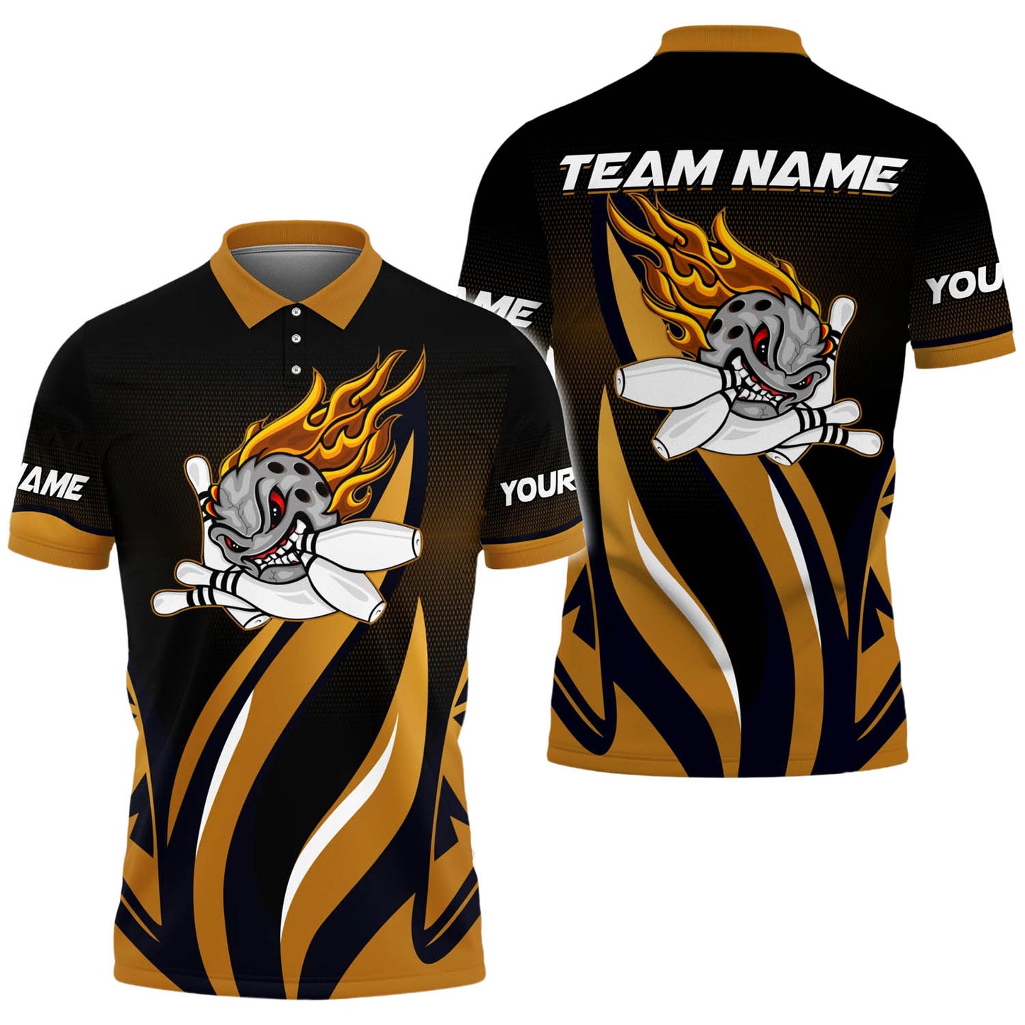 Custom Flame Bowling Polo Shirts BO0327