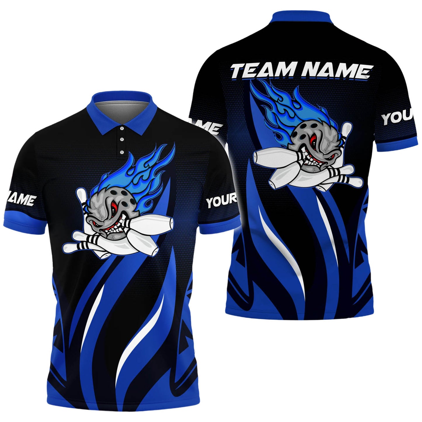 Custom Flame Bowling Polo Shirts BO0327