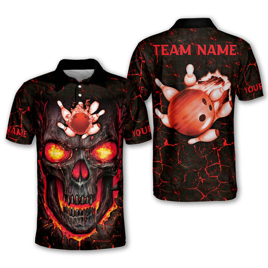 Custom Skull Flame Bowling Polo Shirts BO0335