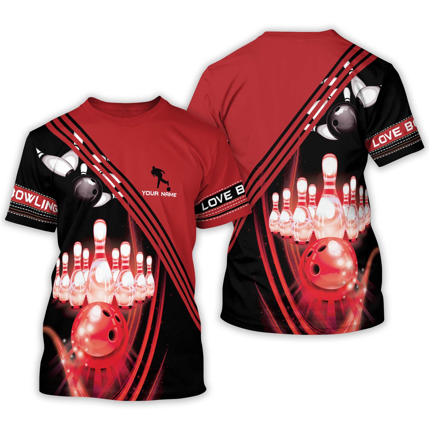 Custom 3D Flame Bowling TShirts Unisex BOT0001