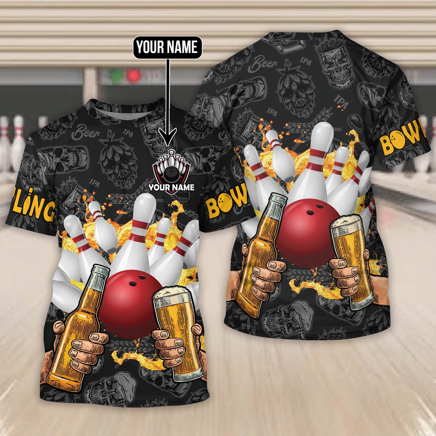 Custom 3D Beer Bowling TShirts Unisex BOT0014