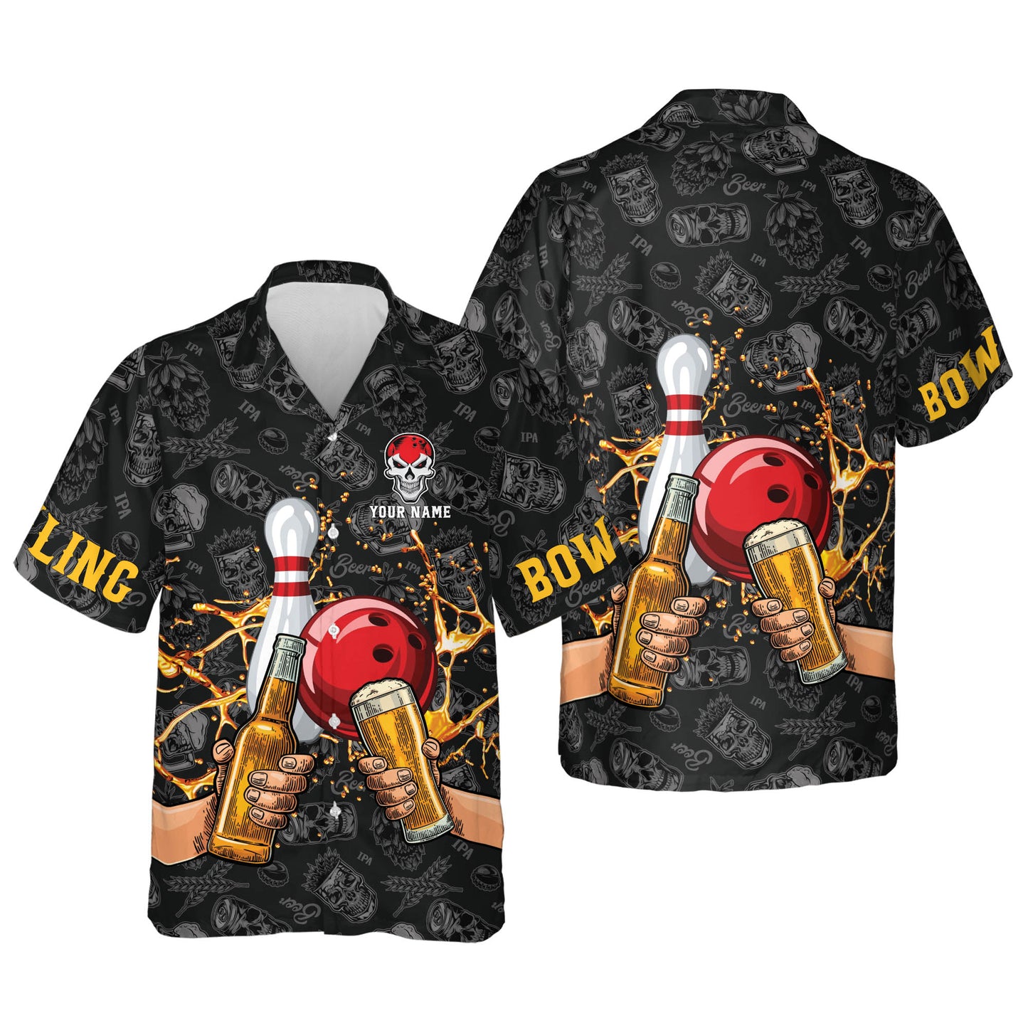 Custom Skull Beer Bowling TShirts Unisex BOT0015