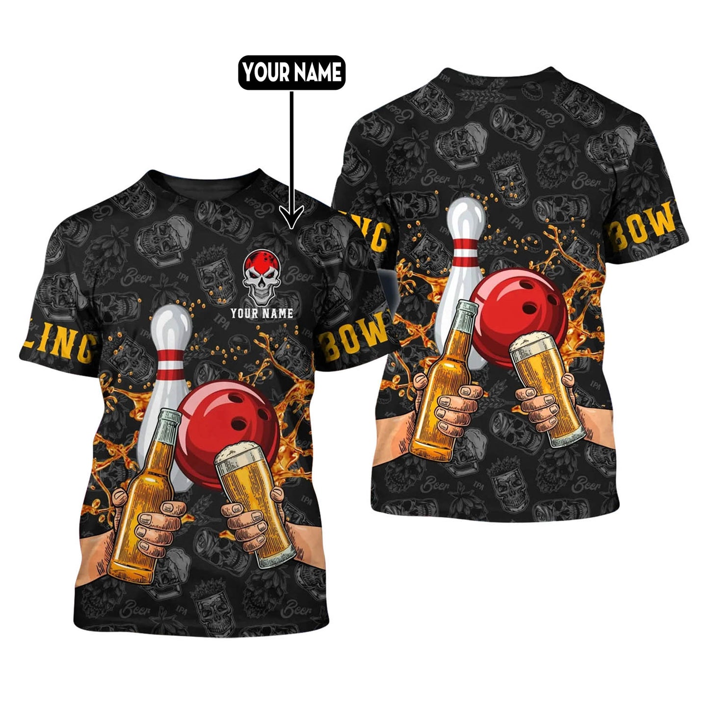 Custom Skull Beer Bowling TShirts Unisex BOT0015