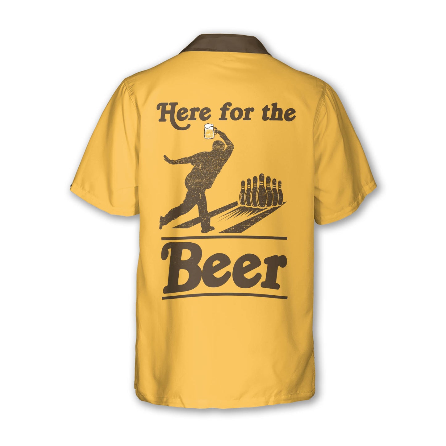 Custom Here For The Beer Bowling Hawaiian Shirt For Men, Custom Yellow Vintage Beer Bowling Shirt BZ0010