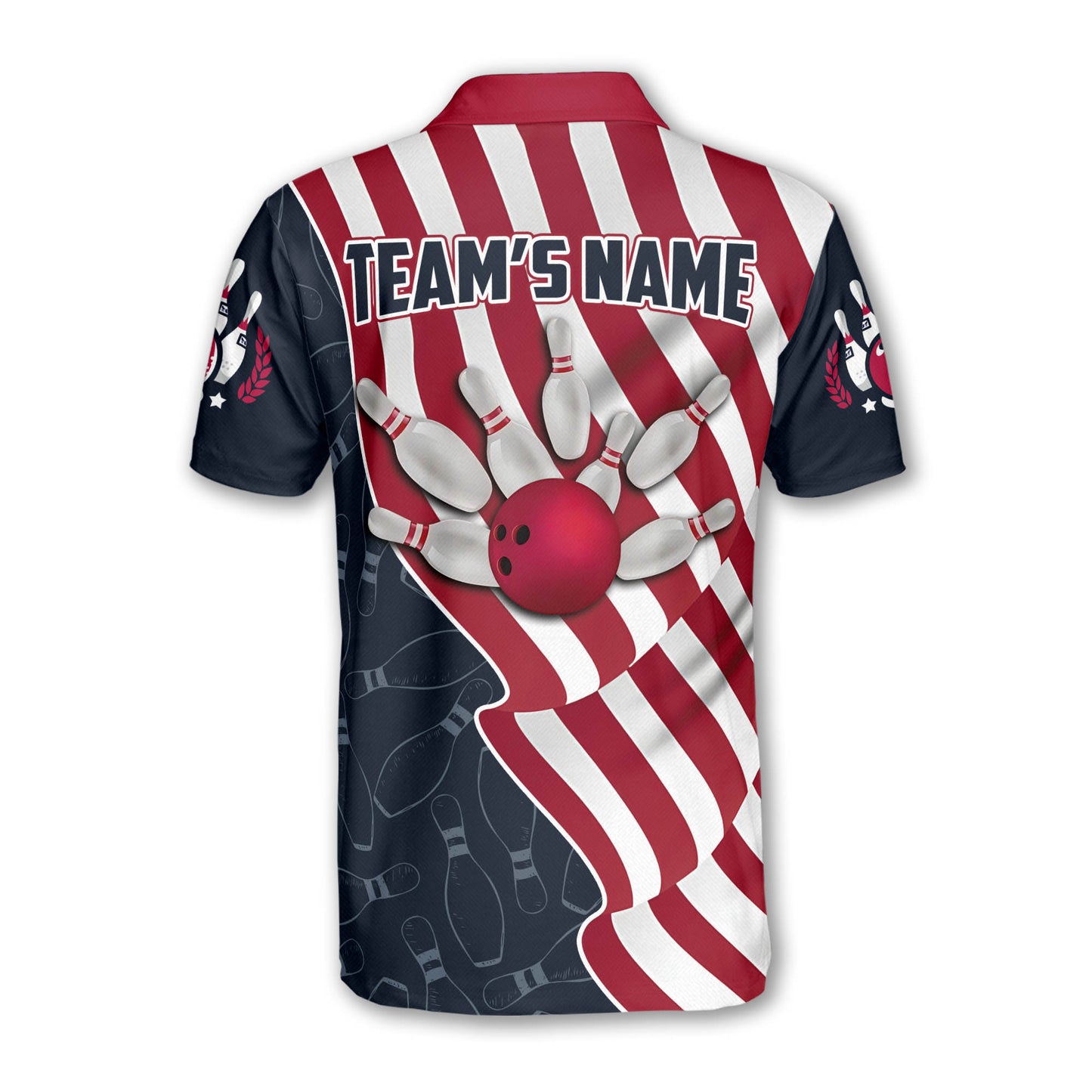 Custom American Flag Bowling Polo Shirt For Men, Custom Patriotic Bowling Team Shirts BZ0208