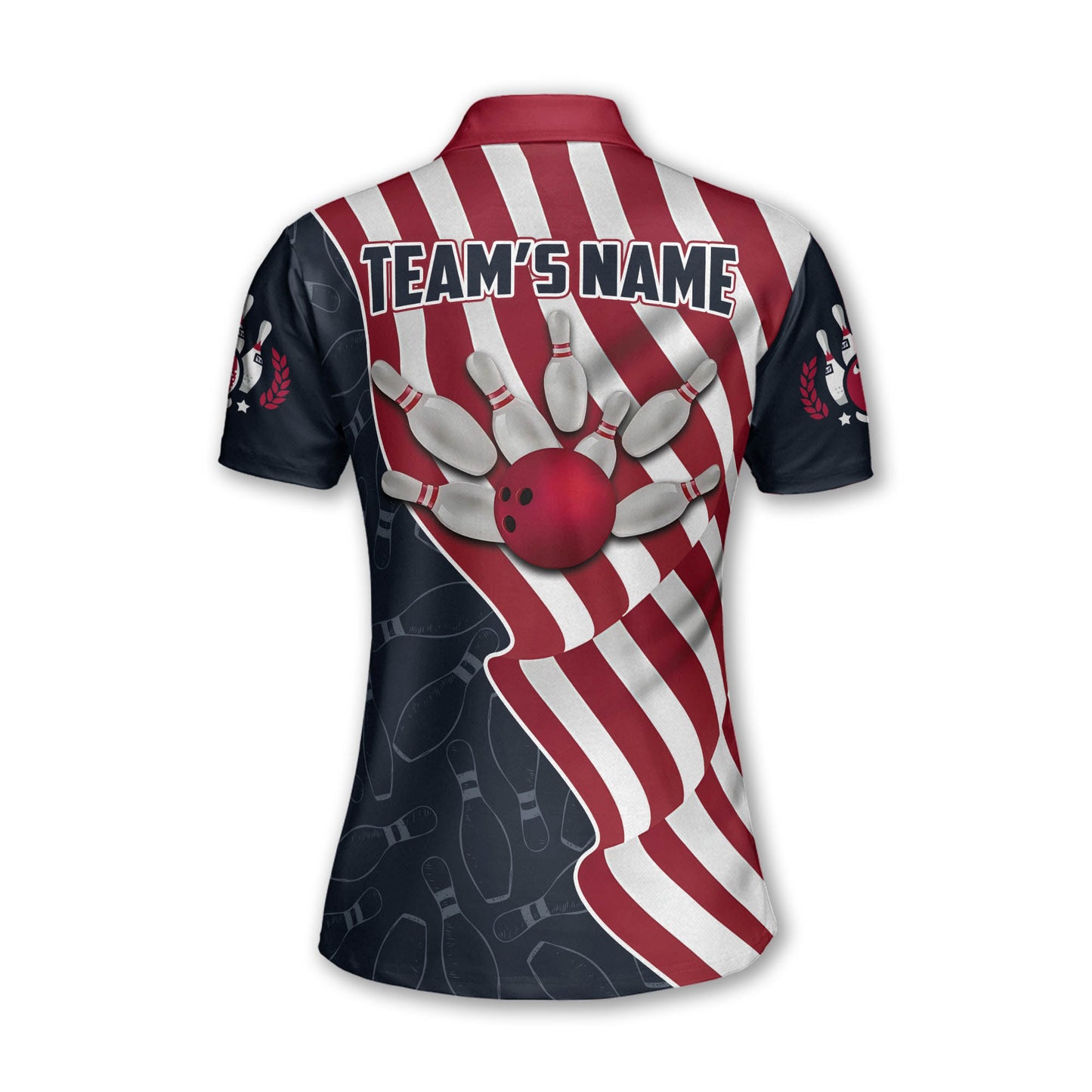 Custom American Flag Bowling Polo Shirt For Women, Custom Women's Patriotic Bowling Team Shirts BZ0051