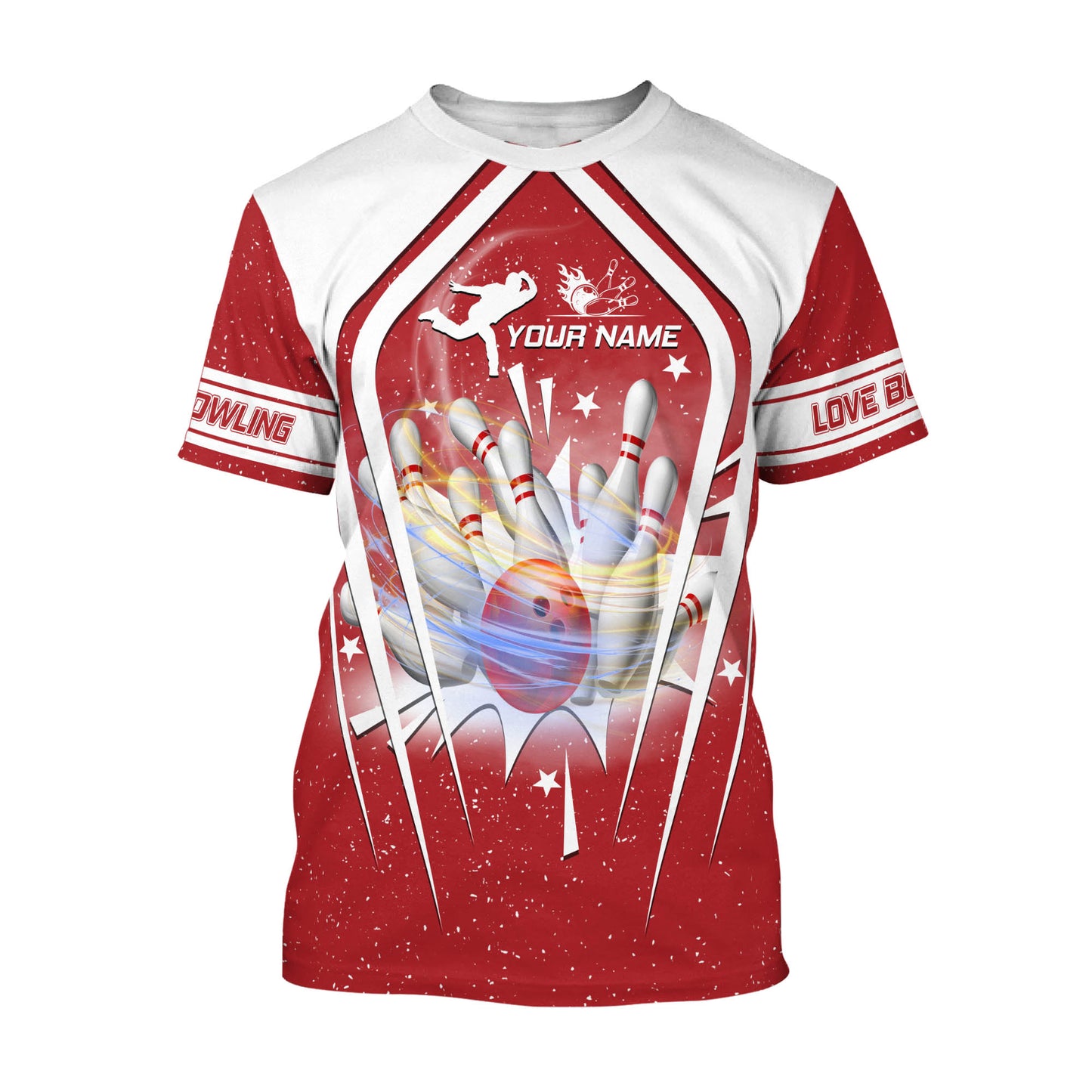 Custom Red Bowling T Shirt For Men, Custom Bowling Shirt BZ0056