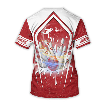 Custom Red Bowling T Shirt For Men, Custom Bowling Shirt BZ0056