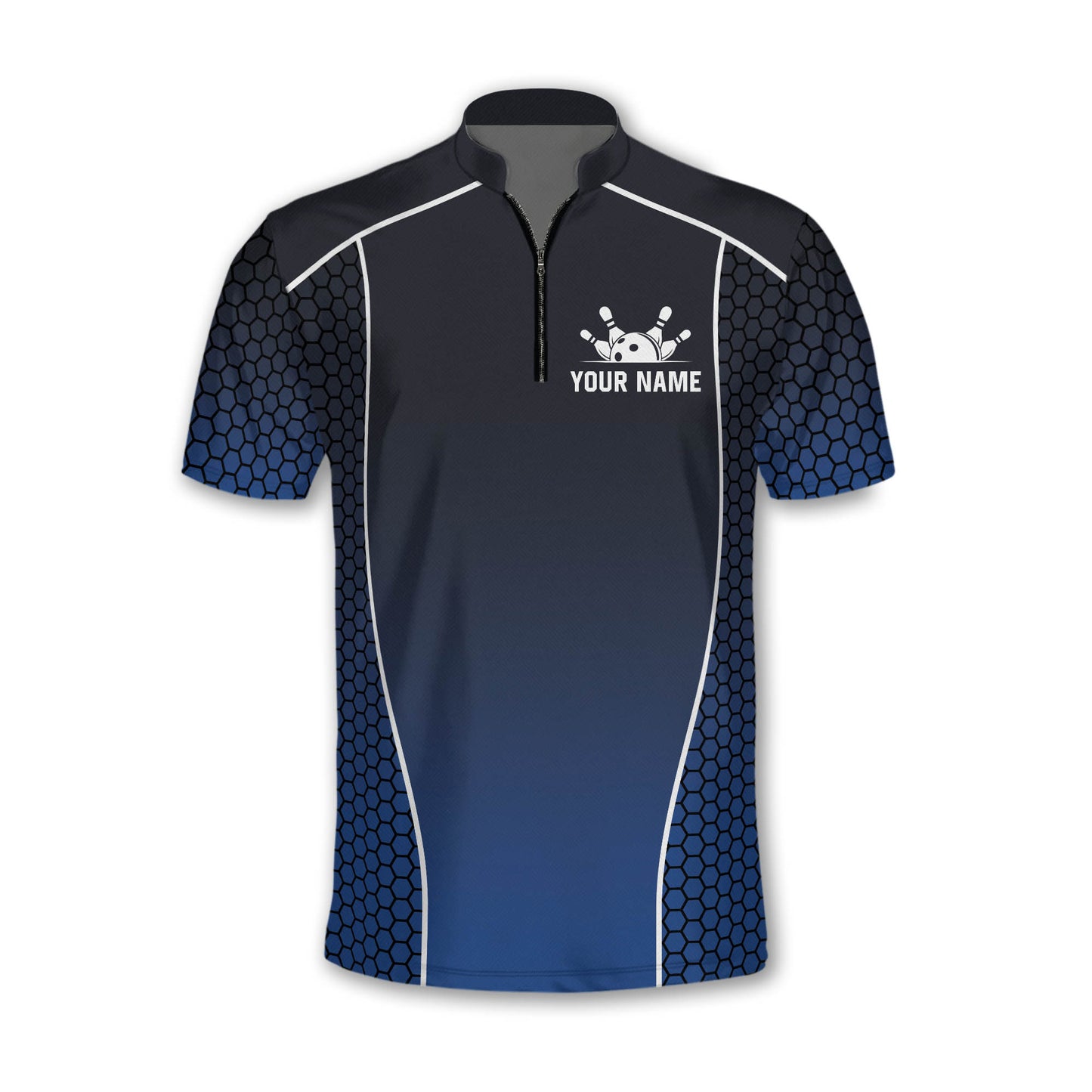 Custom Team Bowling Jersey Shirt For Men, Custom Blue Bowling Shirt BM0303