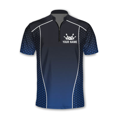 Custom Team Bowling Jersey Shirt For Men, Custom Blue Bowling Shirt BM0303