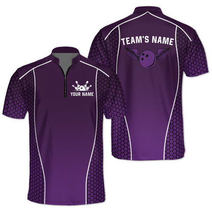 Custom Team Bowling Jersey Shirt For Men, Custom Blue Bowling Shirt BM0303