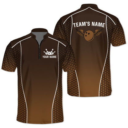 Custom Team Bowling Jersey Shirt For Men, Custom Blue Bowling Shirt BM0303