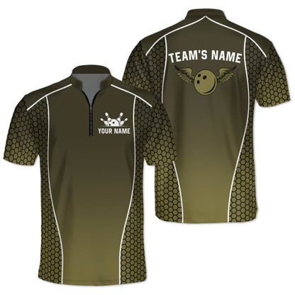 Custom Team Bowling Jersey Shirt For Men, Custom Blue Bowling Shirt BM0303