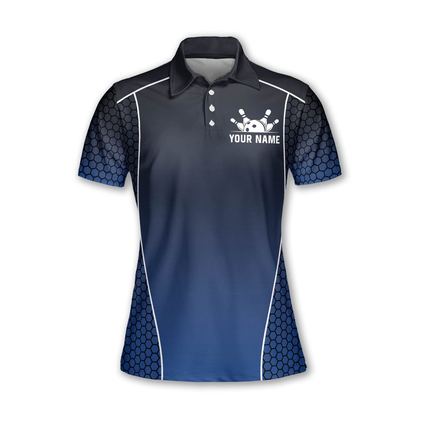 Custom Women's Bowling Shirts, Custom Team Bowling Polo Shirt For Women, Custom Blue Women Bowling Shirt BW0150