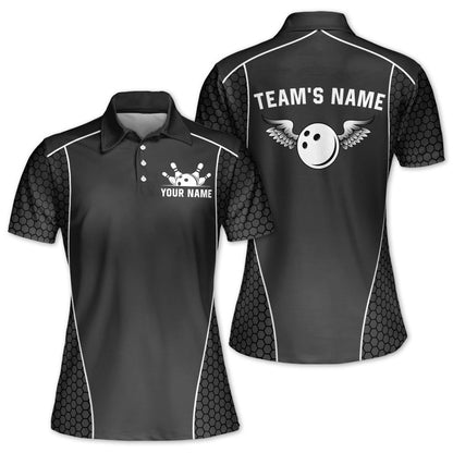 Custom Women's Bowling Shirts, Custom Team Bowling Polo Shirt For Women, Custom Blue Women Bowling Shirt BW0150