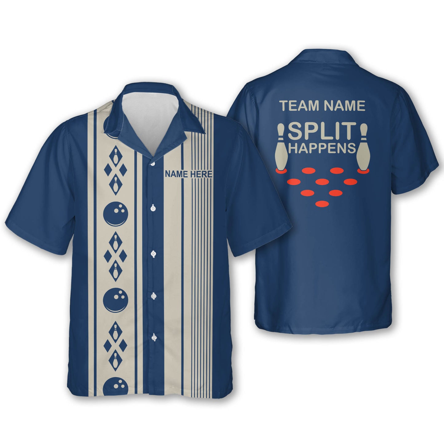 Custom Split Happens Bowling Hawaiian Shirt For Men And Women, Custom Funny Bowling Team Shirts Vintage BZ0113