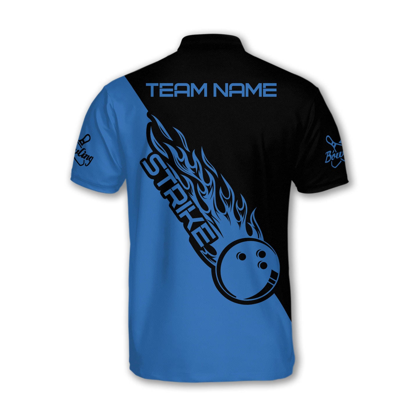 Custom Blue Flame Ball Bowling Jersey Shirt For Men, Custom Flame Bowling Team Shirts BZ0129