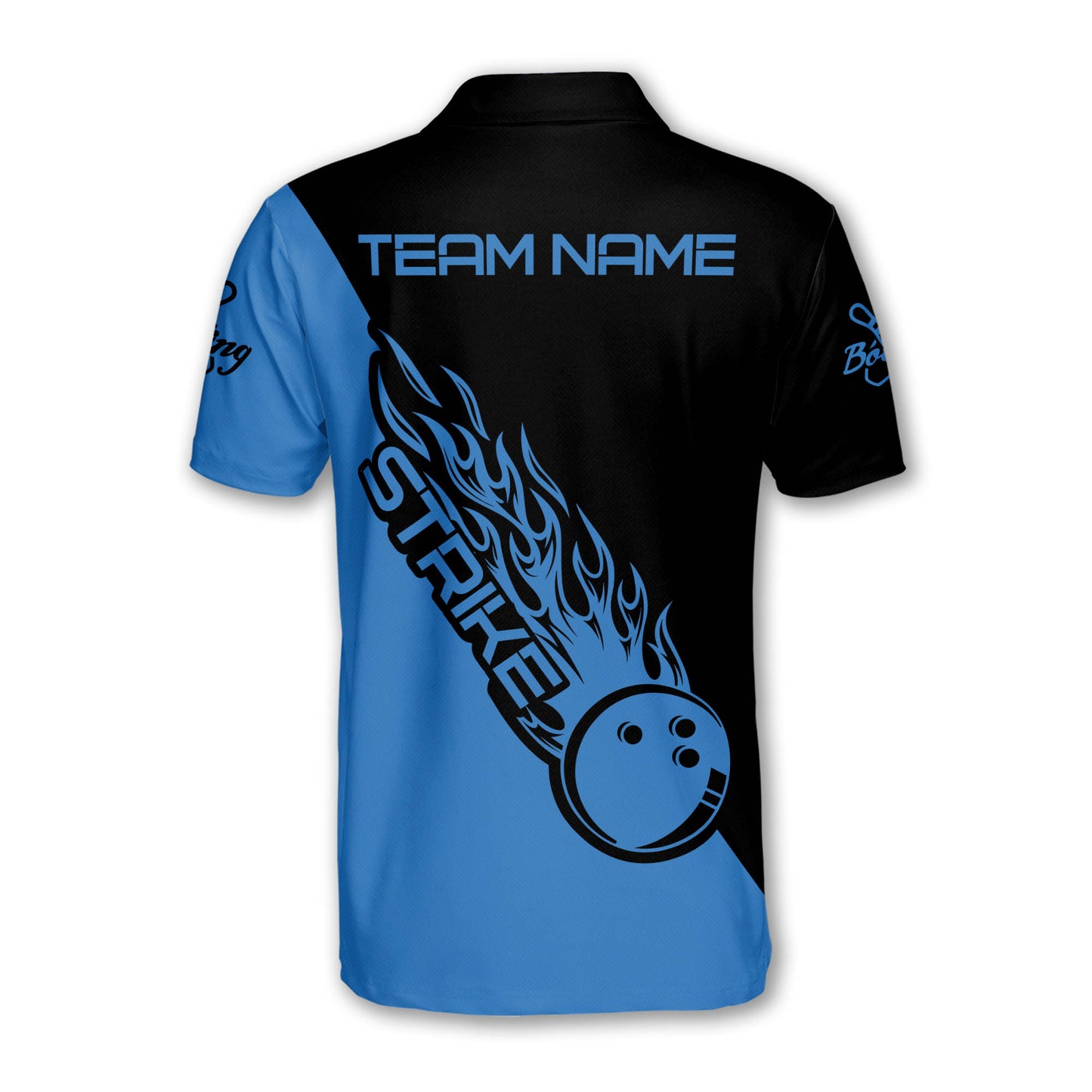 Custom Blue Flame Ball Bowling Polo Shirt For Men, Custom Flame Bowling Team Shirts BM0304