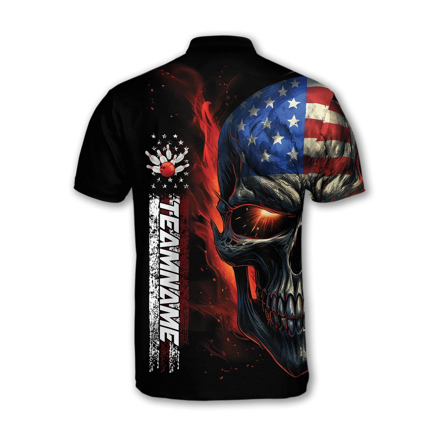 Custom Skull Bowling Jersey Shirt For Men, Custom American Skull Bowling Team Shirts BZ0145