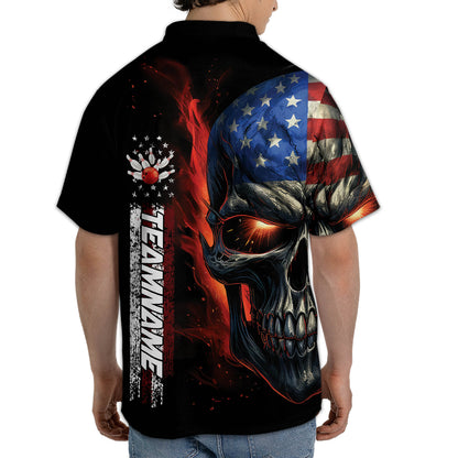 Custom Skull Bowling Jersey Shirt For Men, Custom American Skull Bowling Team Shirts BZ0145