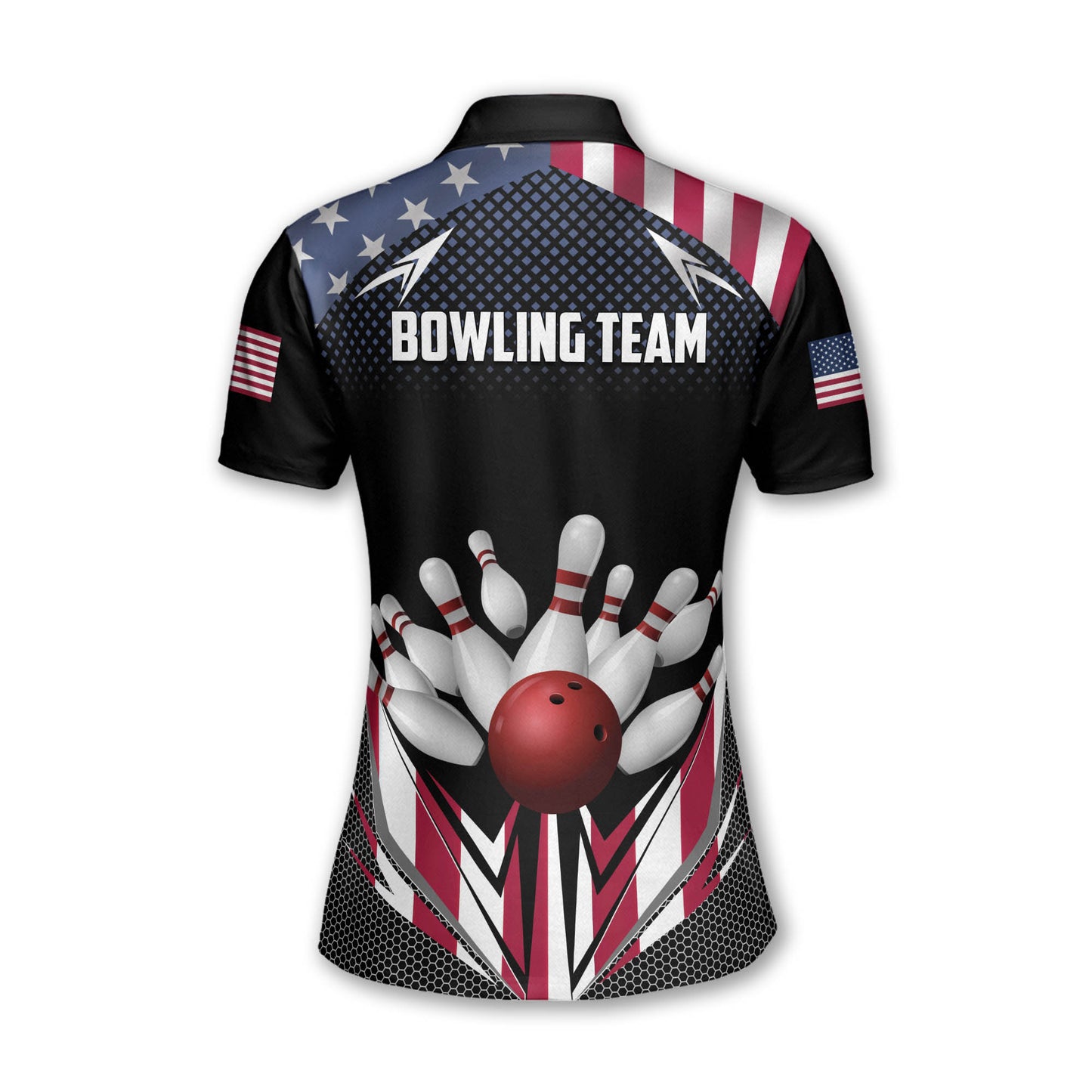 Custom American Flag Bowling Polo Shirt For Women, Custom Women's Patriotic Bowling Team Shirts BW0148