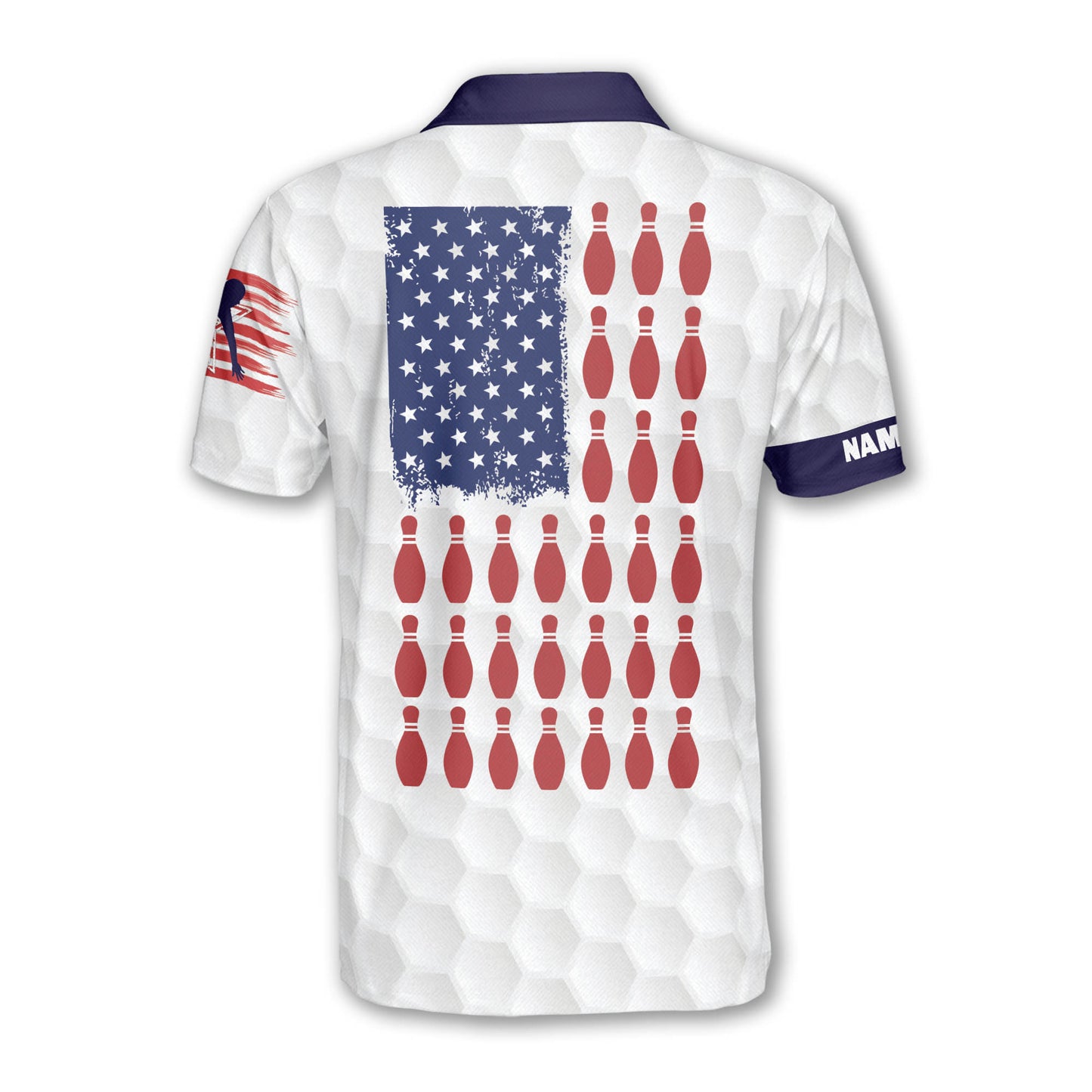 Custom American Flag Bowling Polo Shirt For Men, Custom Patriotic Bowling Shirt BZ0148