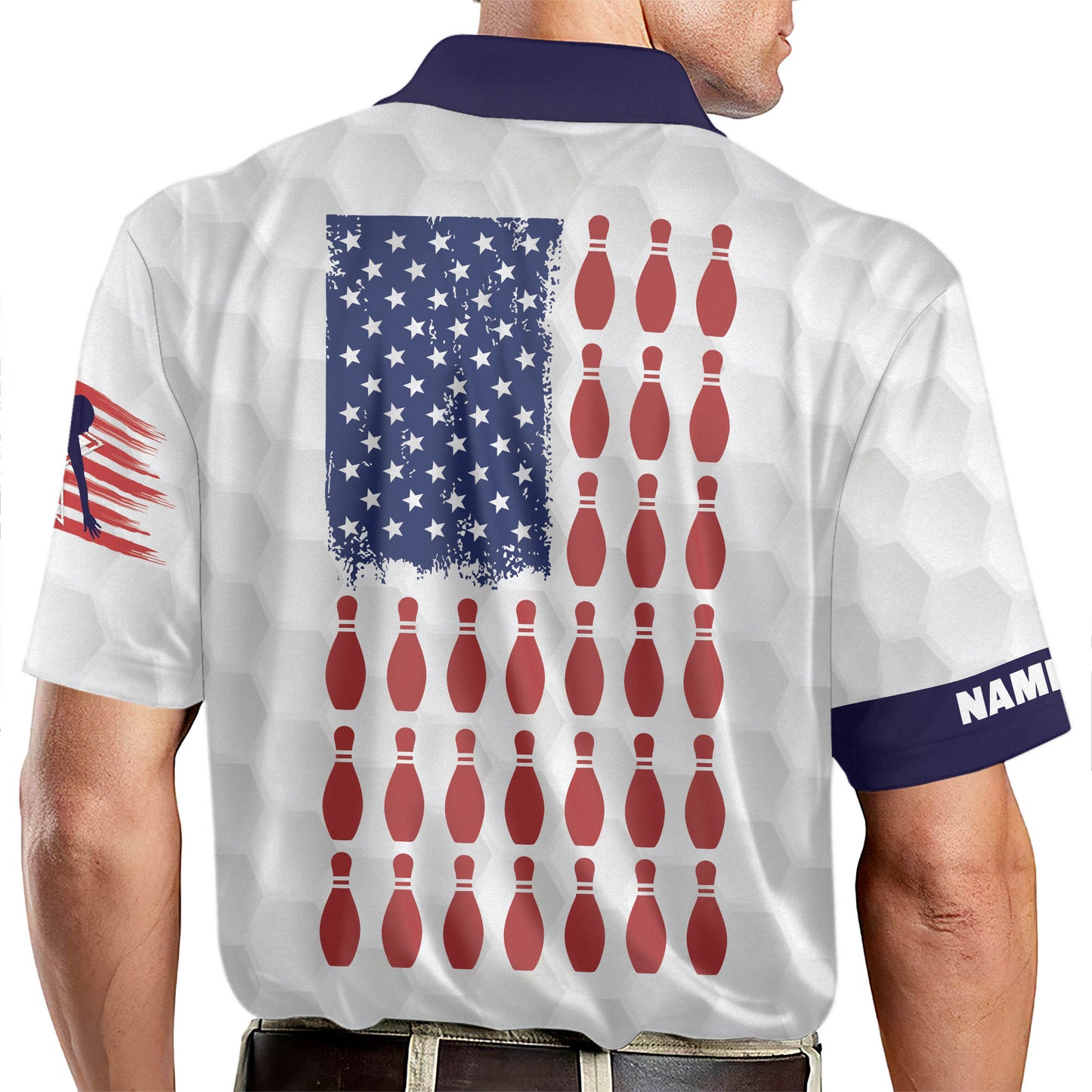 Custom American Flag Bowling Polo Shirt For Men, Custom Patriotic Bowling Shirt BZ0148