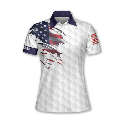 Custom American Flag Bowling Polo Shirt For Women, Custom Women's Patriotic Bowling Shirt BW0154