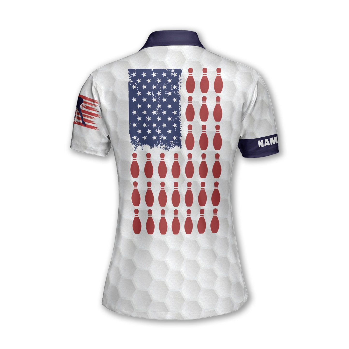 Custom American Flag Bowling Polo Shirt For Women, Custom Women's Patriotic Bowling Shirt BW0154