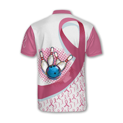 Custom Breast Cancer Bowling Jersey Shirt For Women, Custom White And Pink Breast Cancer Bowling Shirt Women BZ0149