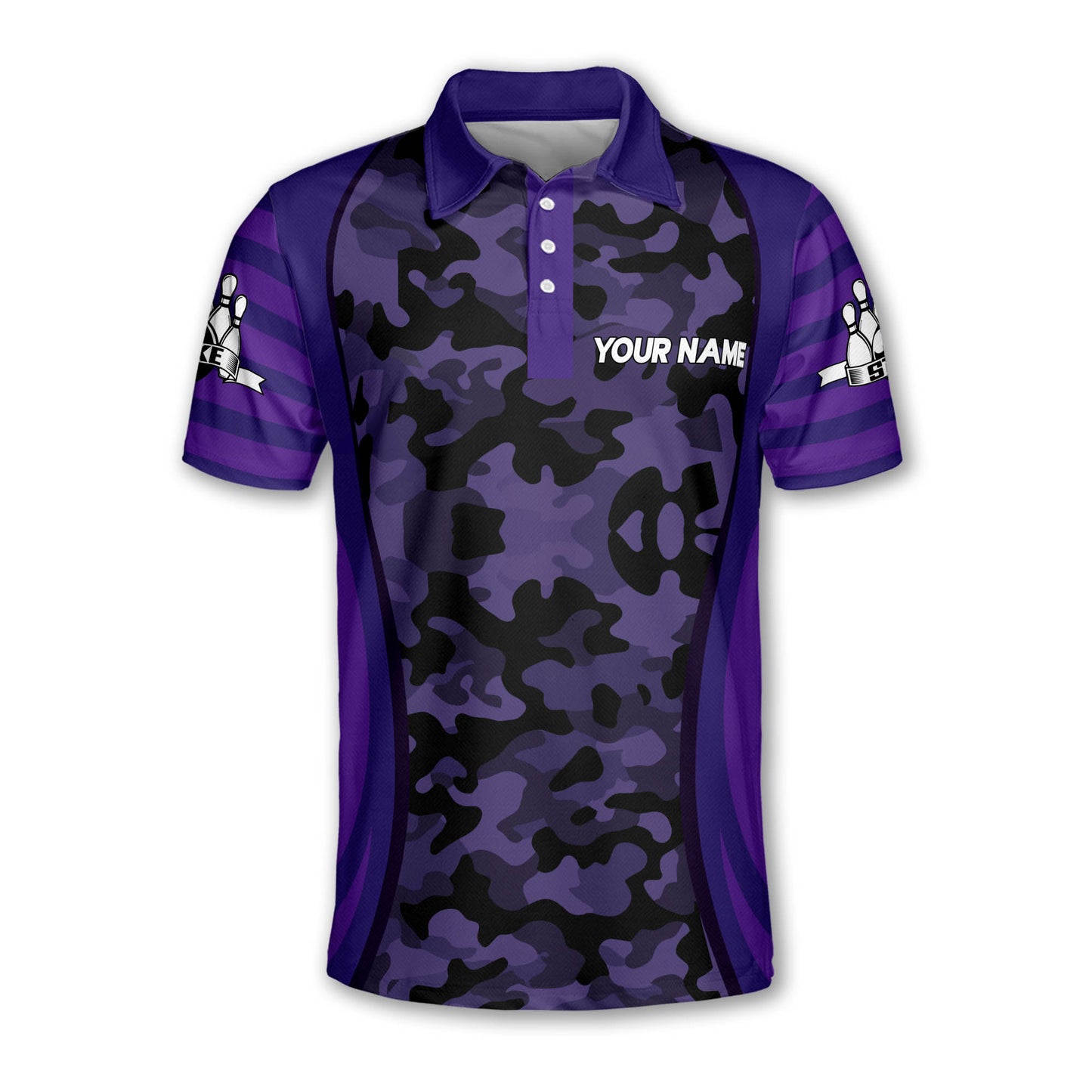 Custom Camo Bowling Polo Shirt For Men, Custom Bowling Team Shirts BM0309