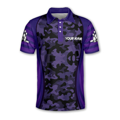 Custom Camo Bowling Polo Shirt For Men, Custom Bowling Team Shirts BM0309