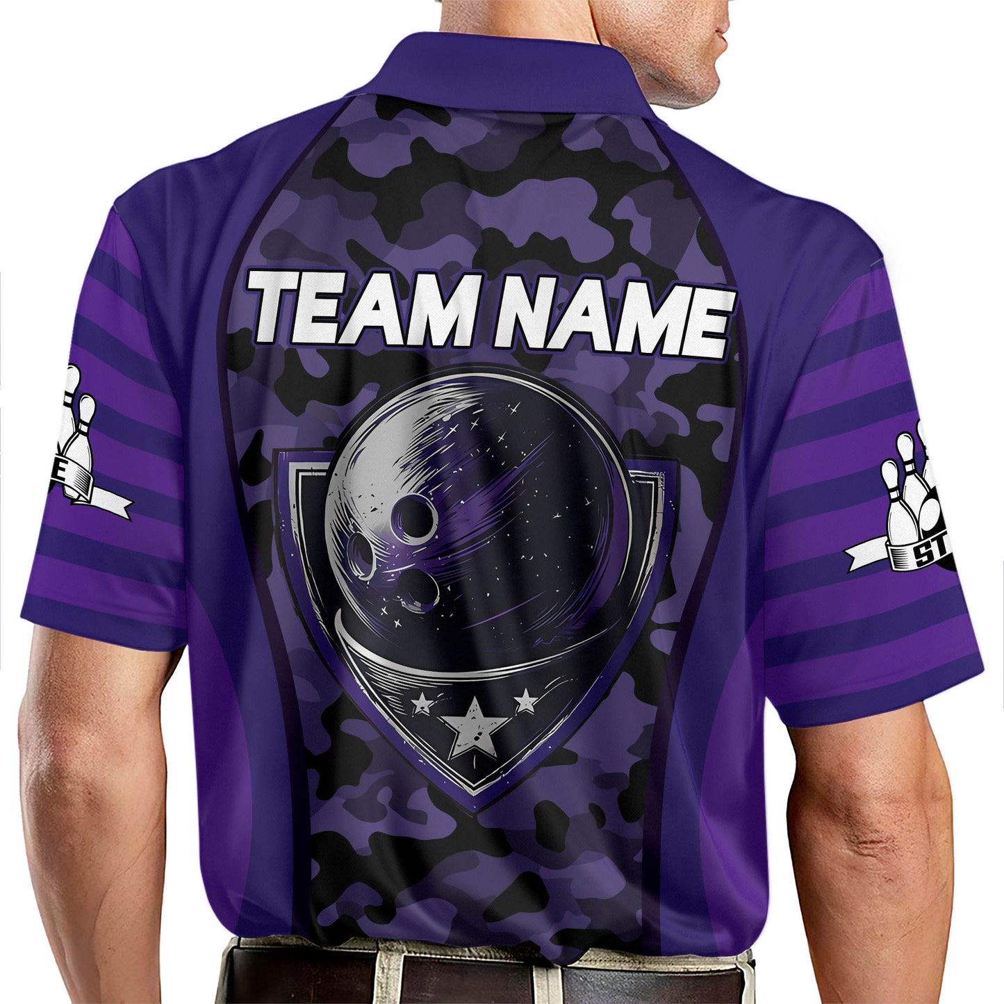 Custom Camo Bowling Polo Shirt For Men, Custom Bowling Team Shirts BM0309