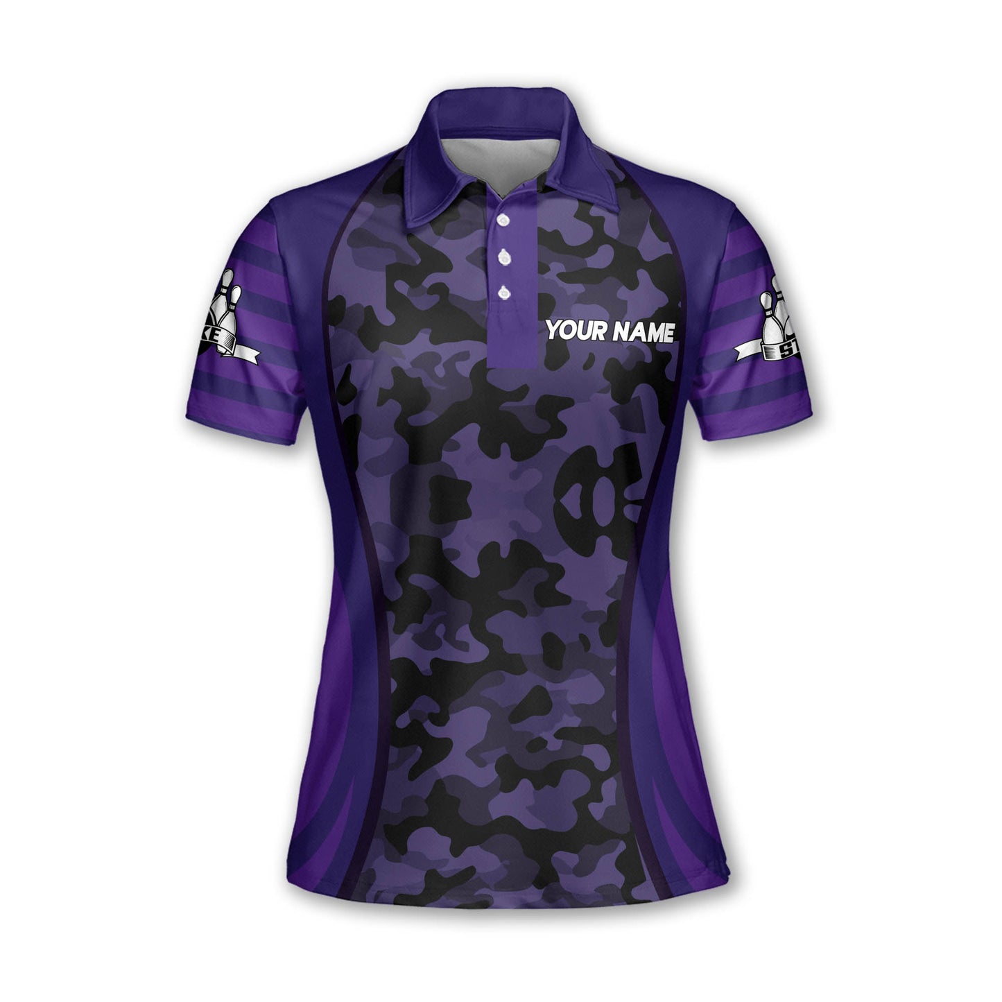 Custom Bowling Team Shirts For Women, Custom Camo Bowling Polo Shirt For Women BZ0193