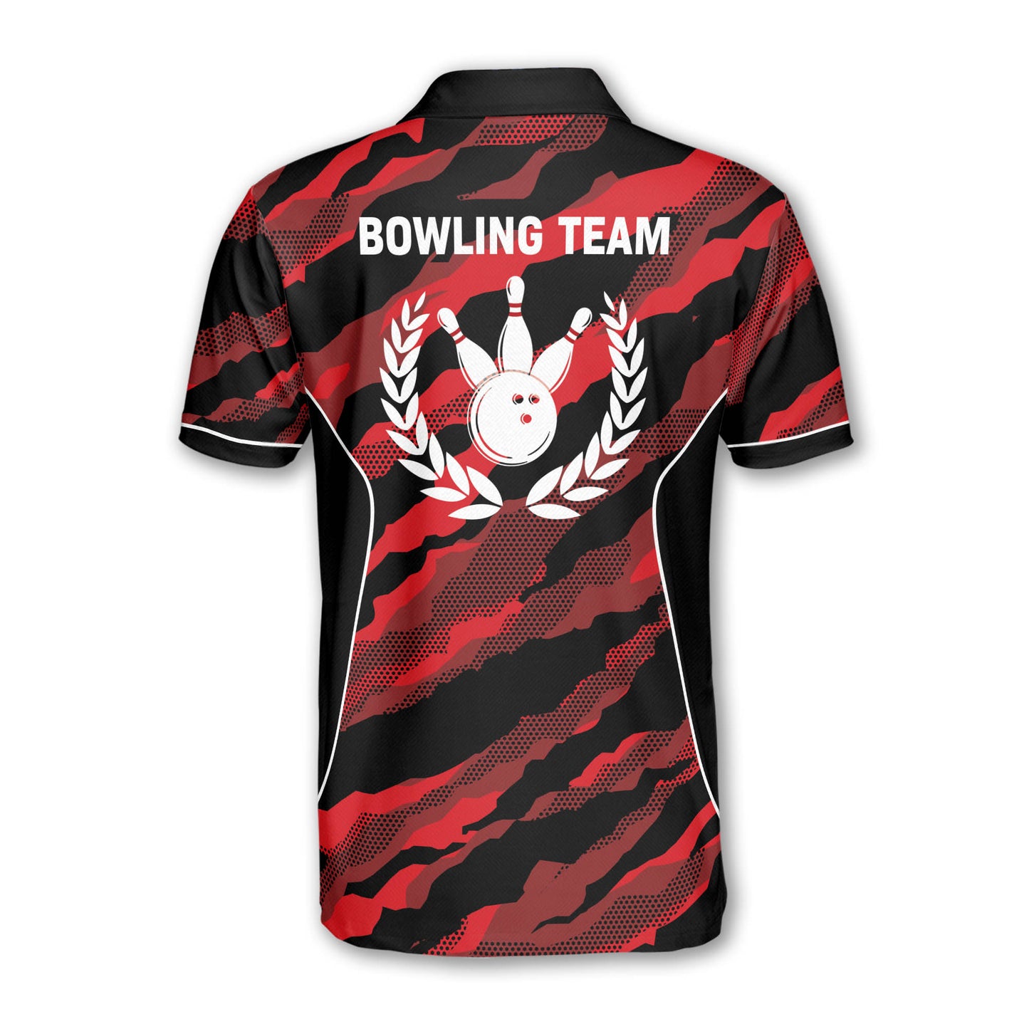 Custom Black And Red Team Bowling Polo Shirt For Men, Custom Camo Bowling Team Shirts BZ0196