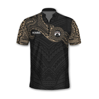 Custom Tribal Bowling Jersey Shirt For Men, Custom Black Bowling Team Shirts BM0306